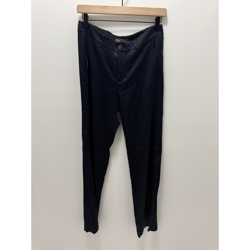 Vince Navy Blue Tailored Tapered Leg Trousers Pants Size 2 Minimalist Viscose